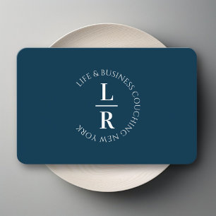Monogramm, minimalistisches dunkelblaues Geschäft Visitenkarte