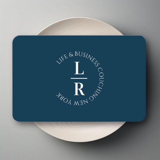 Monogramm, minimalistisches dunkelblaues Geschäft Visitenkarte