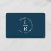 Monogramm, minimalistisches dunkelblaues Geschäft Visitenkarte (Vorderseite)