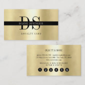 Monogramm, minimalistisches Gold, schwarz Treuekarte (Vorne/Hinten)