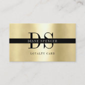 Monogramm, minimalistisches Gold, schwarz Treuekarte (Vorderseite)