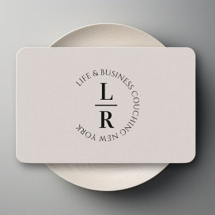 Monogramm, minimalistisches Graubeige Visitenkarte