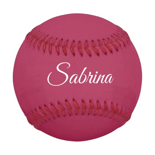 Monogramm minimalistisches Kirschrosarot Baseball (Vorderseite)