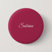 Monogramm minimalistisches Kirschrosarot Button (Vorderseite)