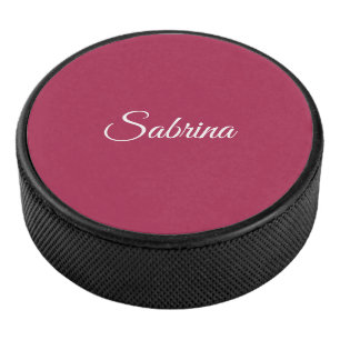 Monogramm minimalistisches Kirschrosarot Eishockey Puck