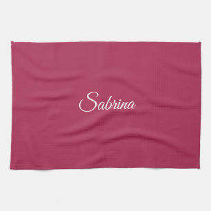 Monogramm minimalistisches Kirschrosarot Geschirrtuch