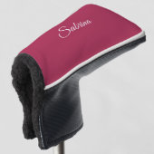 Monogramm minimalistisches Kirschrosarot Golf Headcover (3/4 Vorderseite)