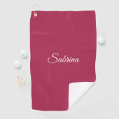 Monogramm minimalistisches Kirschrosarot Golfhandtuch (Insitu)