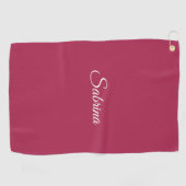Monogramm minimalistisches Kirschrosarot Golfhandtuch (Horizontal)