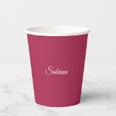 Monogramm minimalistisches Kirschrosarot Pappbecher (Vorderseite)