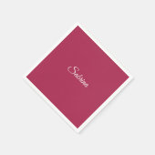 Monogramm minimalistisches Kirschrosarot Serviette (Ecke)