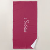 Monogramm minimalistisches Kirschrosarot Strandtuch (Vorderseite)