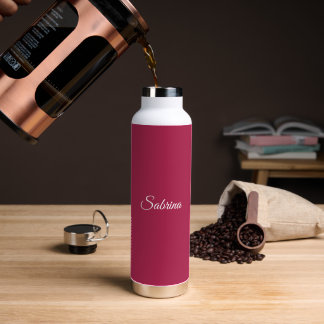 Monogramm minimalistisches Kirschrosarot Trinkflasche