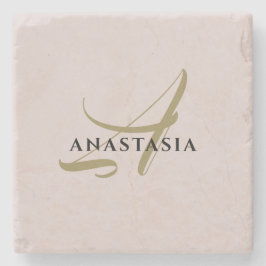 Monogramm minimalistisches Pastellrot Rosa Gold sc Steinuntersetzer