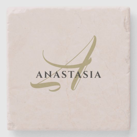 Monogramm minimalistisches Pastellrot Rosa Gold sc Steinuntersetzer (Vorderseite)