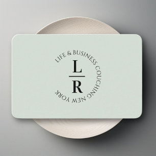 Monogramm, minimalistisches, weiches grünes Geschä Visitenkarte