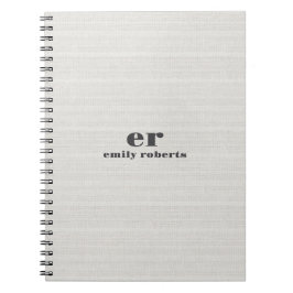 Monogramm Minimalistisches Weiß Braunes Jute Grau Notizblock