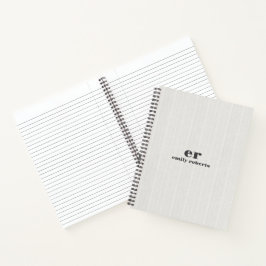 Monogramm Minimalistisches Weiß Leinen Grau Typogr Notizblock