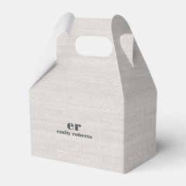 Monogramm Minimalistisches Weißes Jute Grau Typogr Geschenkschachtel