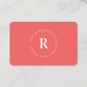 Monogramm, Minimum Coral Business Card Visitenkarte (Vorderseite)