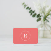 Monogramm, Minimum Coral Business Card Visitenkarte (Stehend Vorderseite)