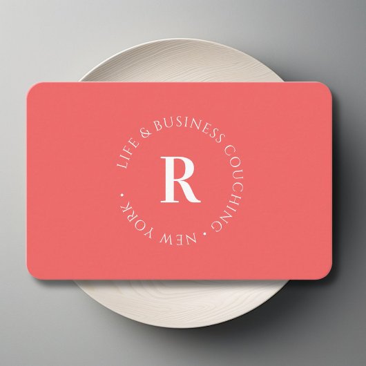Monogramm, Minimum Coral Business Card Visitenkarte