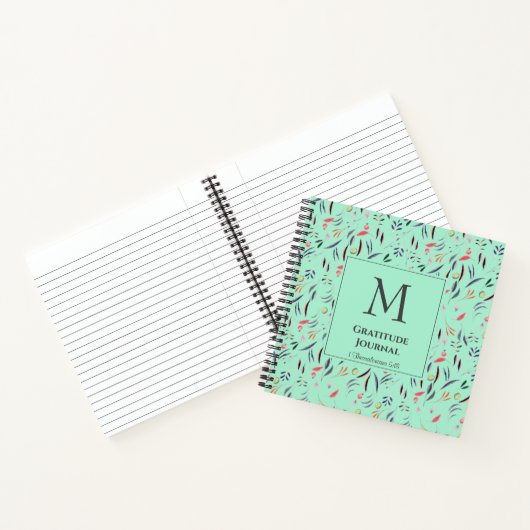 Monogramm | Mint Green | Floral | GRATITUDE JOURNA Notizblock (Innenseite)
