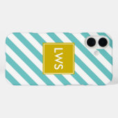 Monogramm Minze und gelbe Diagonalstreifen Case-Mate iPhone Hülle (Rückseite (Horizontal))