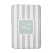 Monogramm Minze und graue Streifen | Editierbare F Badematte (Vorderseite Vertikal)
