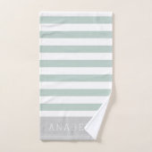 Monogramm Minze und graue Streifen | Editierbare F Badhandtuch Set (Handtuch)