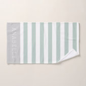 Monogramm Minze und graue Streifen | Editierbare F Badhandtuch Set (Handtuch)
