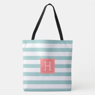 Monogramm Minze und Korallen Tasche