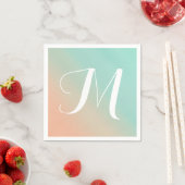 Monogramm Minze und Peach Ombre Fade Serviette (Beispiel)