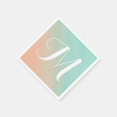 Monogramm Minze und Peach Ombre Fade Serviette (Ecke)