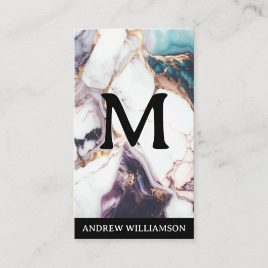 Monogramm | Mischmarmor | Lux Visitenkarte (Vorderseite)