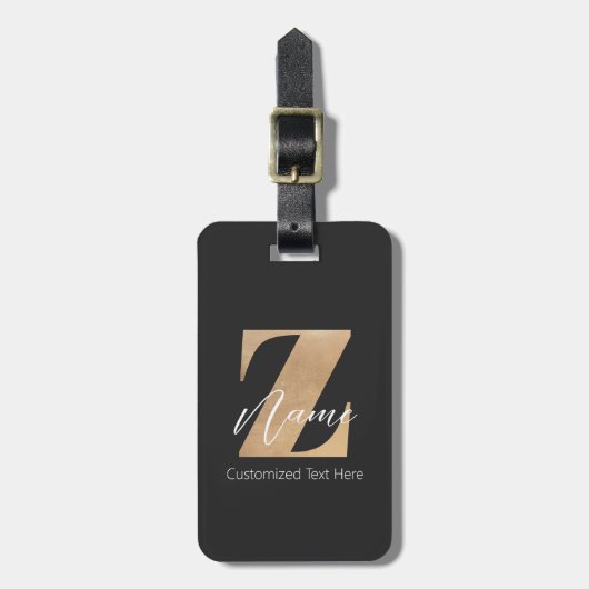 Monogramm mit Anfangsbuchstabe Z und personalisier Gepäckanhänger (Vorderseite vertikal)
