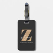 Monogramm mit Anfangsbuchstabe Z und personalisier Gepäckanhänger (Rückseite vertikal)