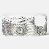 Monogramm mit atemberaubendem weißem Metallic Case-Mate iPhone Hülle (Rückseite (Horizontal))