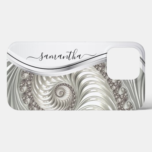 Monogramm mit atemberaubendem weißem Metallic Case-Mate iPhone Hülle (Rückseite (Horizontal))