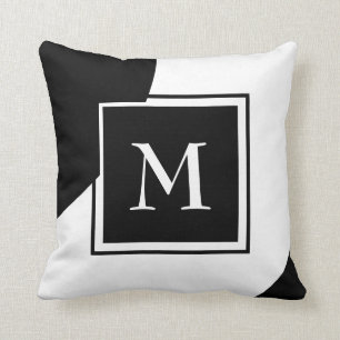 Monogramm mit atemberaubender Schwarz-Weiß-Dekora Kissen