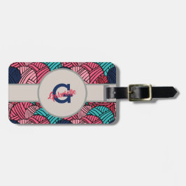 Monogramm mit Bällen des Strickgarnes - Reise Gepäckanhänger