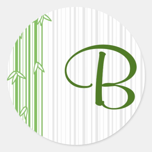 Monogramm mit Bamboo-Hintergrund - Buchstabe B Runder Aufkleber (Vorderseite)