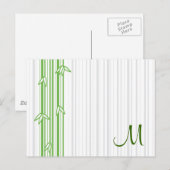 Monogramm mit Bamboo-Hintergrund - Buchstabe M Postkarte (Vorne/Hinten)