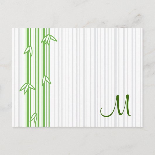 Monogramm mit Bamboo-Hintergrund - Buchstabe M Postkarte (Vorderseite)