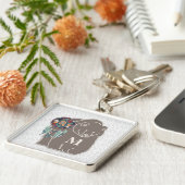 Monogramm mit Bären in braunem, amerikanischem The Schlüsselanhänger (Seite)