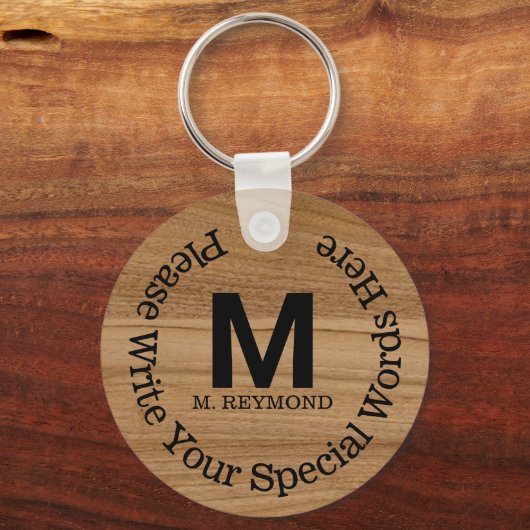 Monogramm mit benutzerdefiniertem Text auf Imitate Schlüsselanhänger (Rückseite)