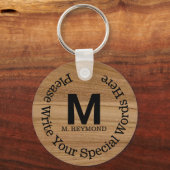 Monogramm mit benutzerdefiniertem Text auf Imitate Schlüsselanhänger (Vorderseite)
