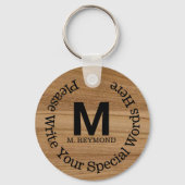 Monogramm mit benutzerdefiniertem Text auf Imitate Schlüsselanhänger (Rückseite)