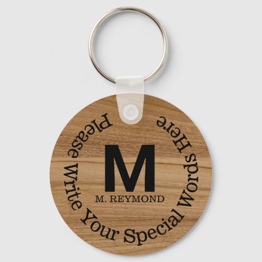 Monogramm mit benutzerdefiniertem Text auf Imitate Schlüsselanhänger (Rückseite)