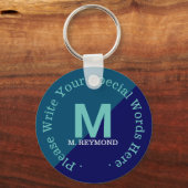 Monogramm mit benutzerdefiniertem Text auf zwei Tö Schlüsselanhänger (Vorderseite)